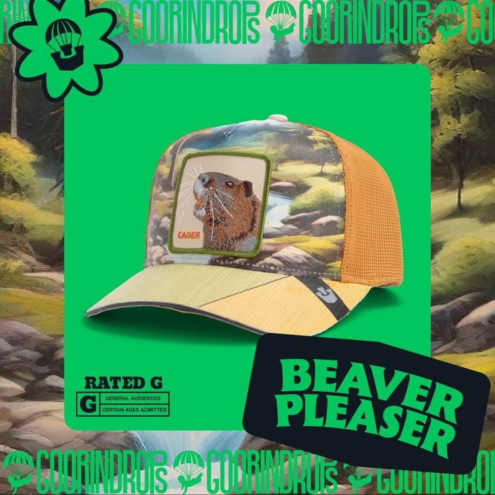 ⭐️NIB Limited Edition Goorin Brothers “Eager” Beaver Trucker Hat